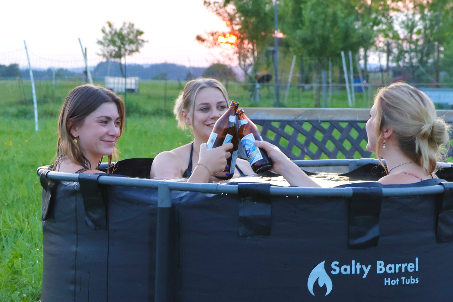 Off grid hot tub on a farm